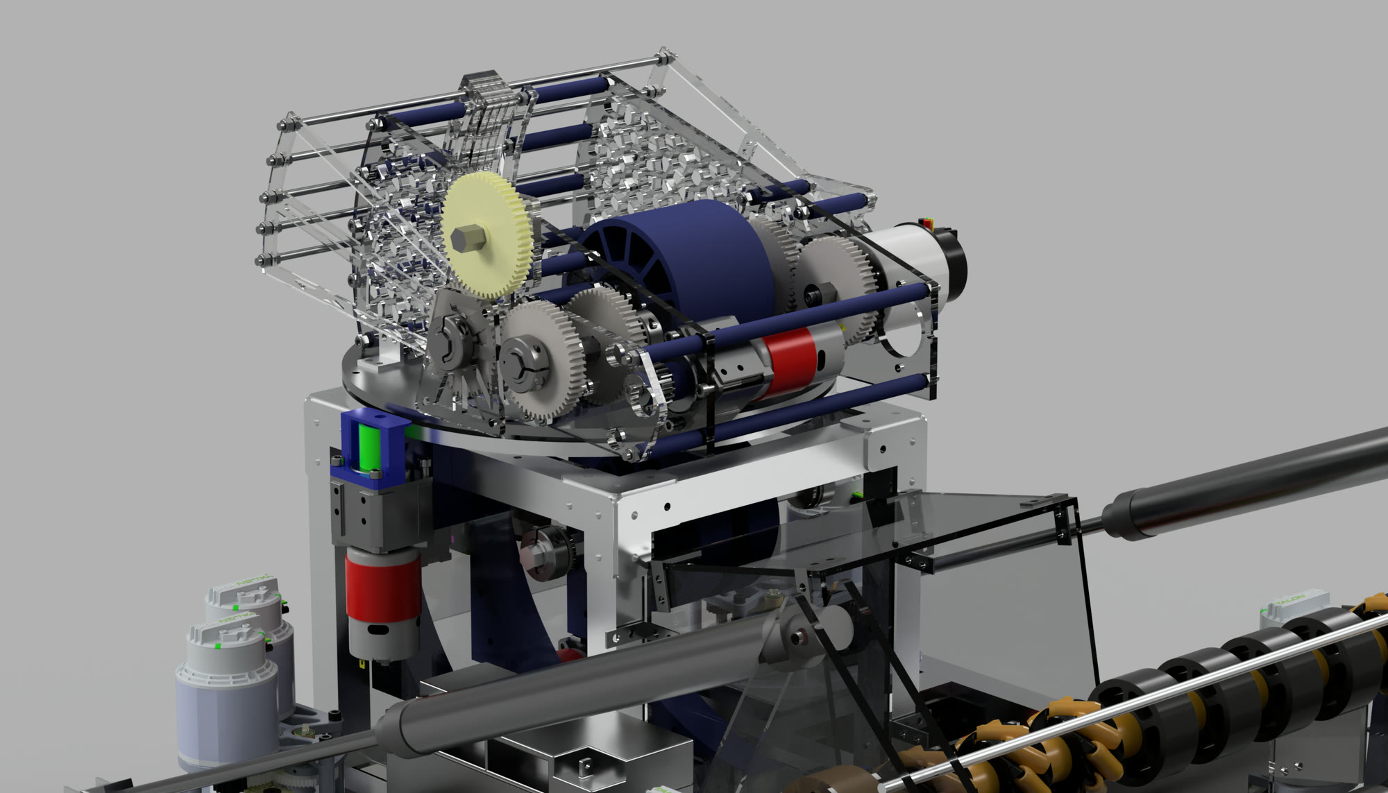 Drivetrain & top mechanism, close-up